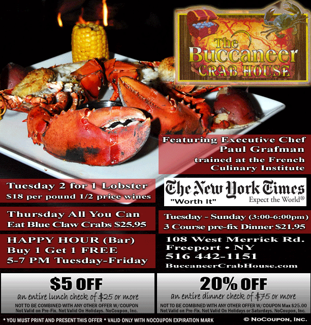 Buccaneer Crab House, Freeport, NY - Monthly Offer