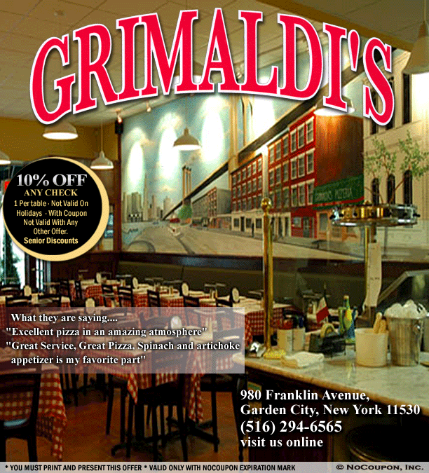 Grimaldi's Pizzeria, Garden City, NY - Monthly Offer