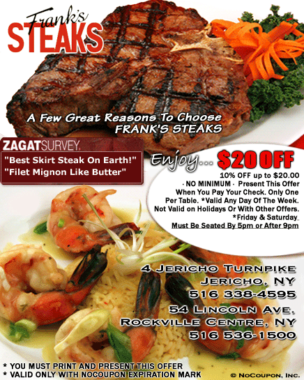 Frank's Steaks, Rockville Centre & Jericho NY Specials