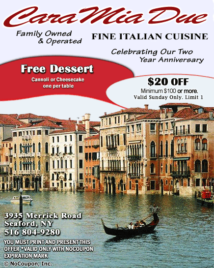 Cara Mia Due, Seaford, NY Specials