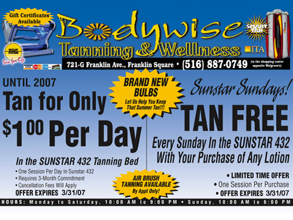 Bodywise Tanning Franklin Square, NY Specials