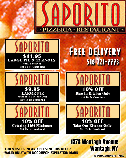 Saporito Pizzeria & Restaurant, Wantagh, NY Specials